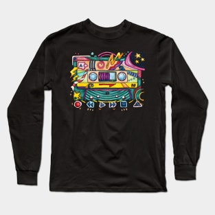 80s cassette tape with pop colors Long Sleeve T-Shirt